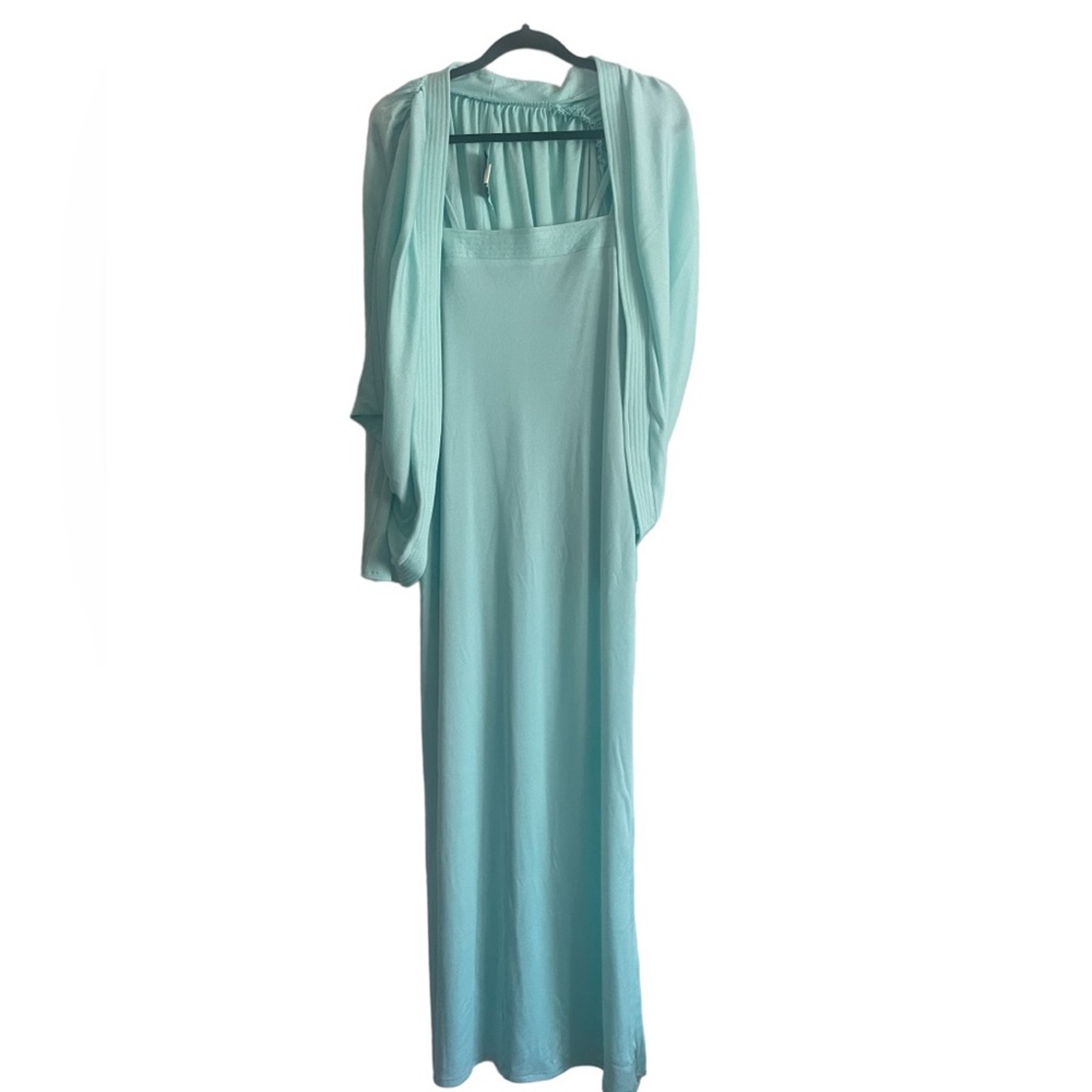 Vintage Climax By David Howard Loungewear 9/10 Two-Piece Shawl Maxi Dress Green